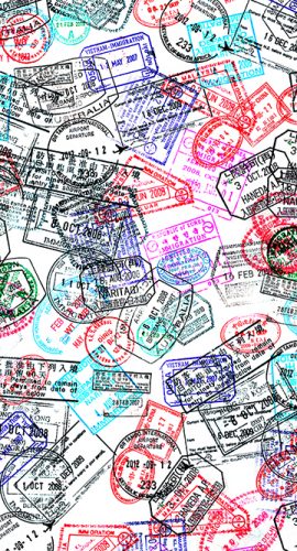 Background Of Passport Stamps On White