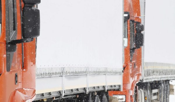 Automotive Transportation Logistics Semis Trucks Snow