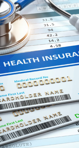 Health Insurance Cards Total And Dental Care With Stethscope.