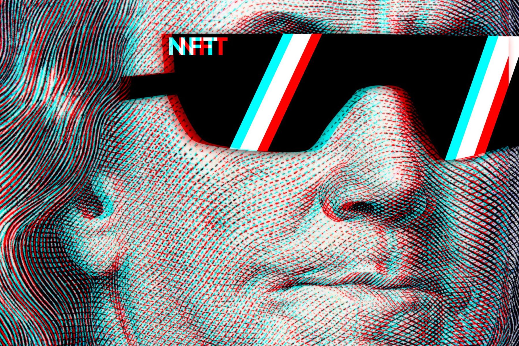 Concept Cryptographic Nft On A Hundred Dollar Bill Franklin In Glasses Stockpack Gettyimages Scaled